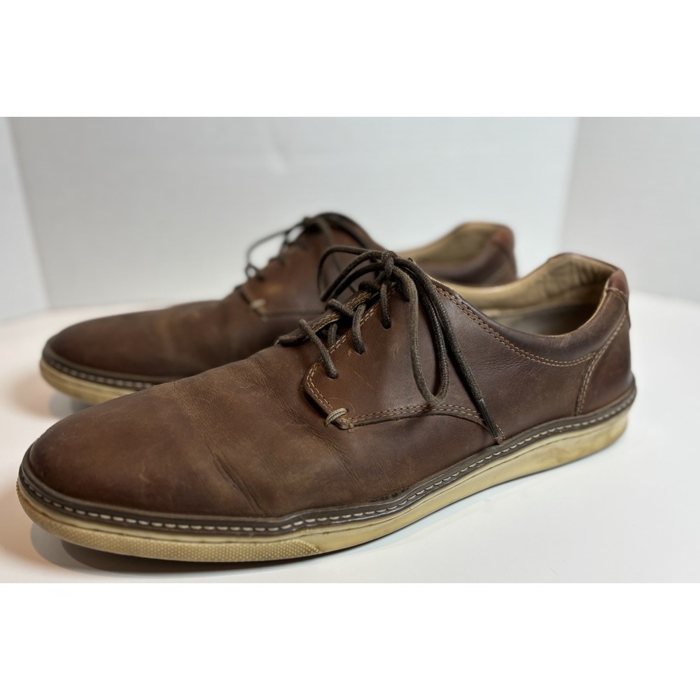 Mens 11 M Johnston & Murphy Plain Toe Oxfords Brown Sheepskin Lace Up Casual